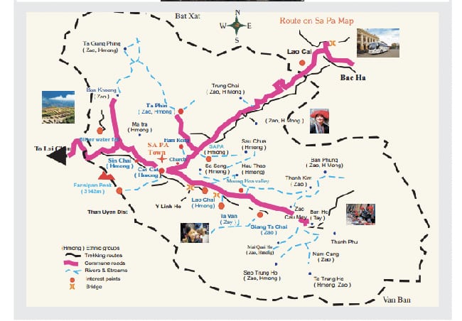 Bản đồ du lịch Sapa bằng tiếng anh cho khách du lịch nước ngoài