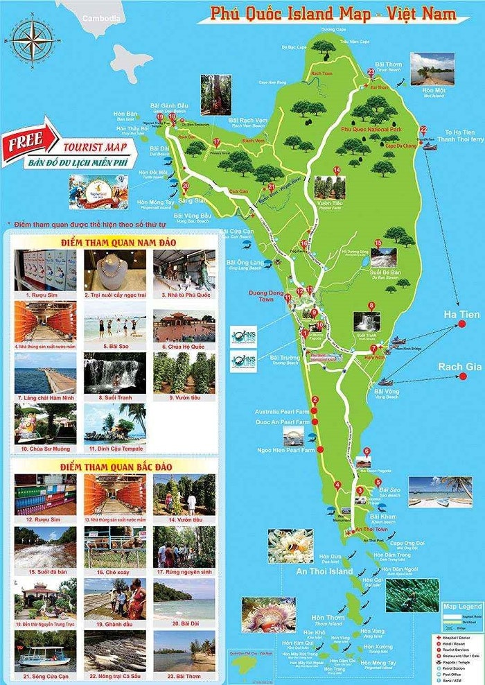 Bản đồ địa điểm du lịch Phú Quốc