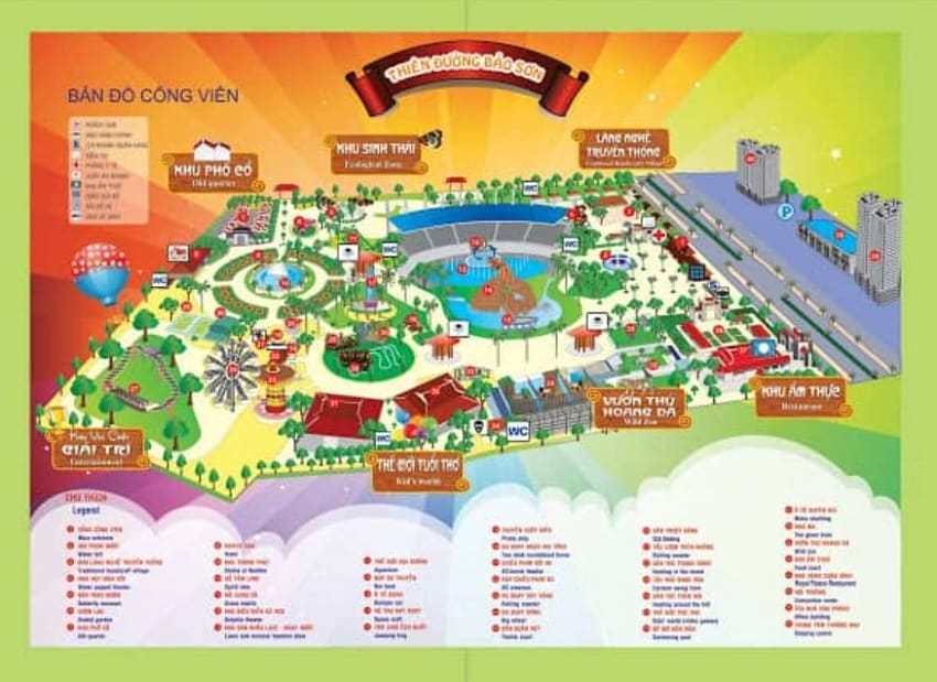 Bản đồ khu vui chơi Thiên đường Bảo Sơn