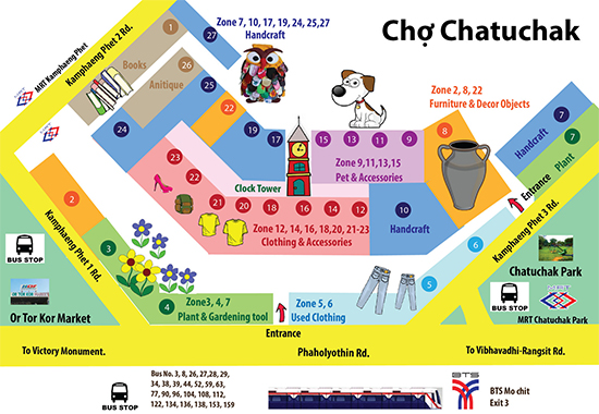 Bản đồ chi tiết các gian hàng chợ Chatuchak