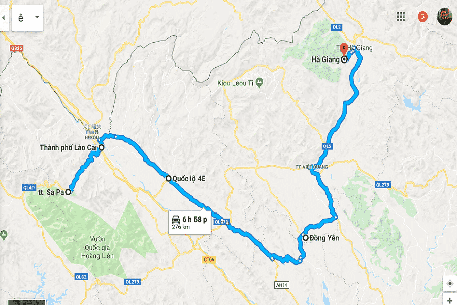 Từ Sapa đi Hà Giang mất bao nhiêu km?