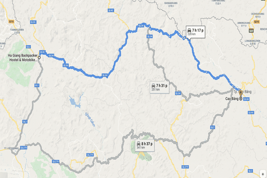 Từ Cao Bằng đến Hà Giang bao nhiêu km?