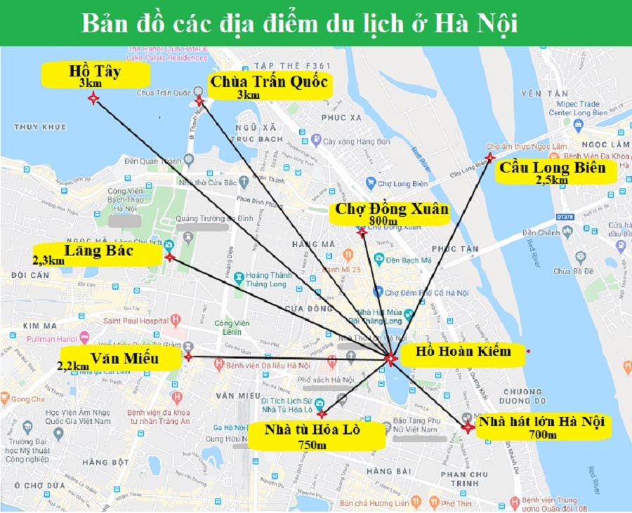 Bản đồ địa điểm du lịch Hà Nội