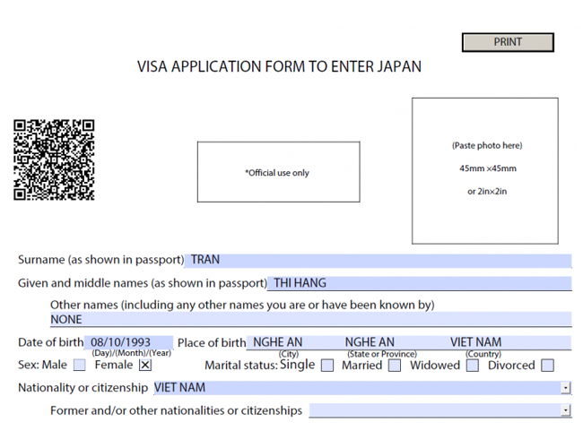 Hướng dẫn điền tờ khai xin visa