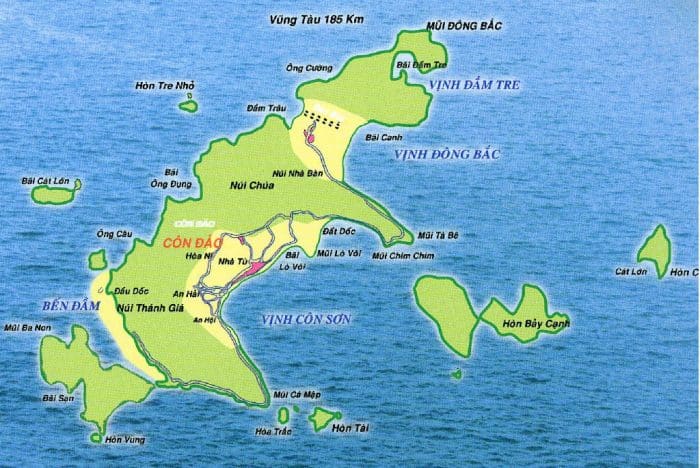 Bản đồ du lịch Côn Đảo đầy đủ