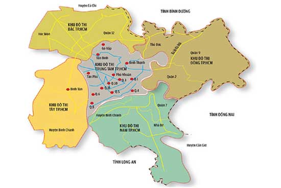 Các quận huyện hiện tại của thành phố Hồ Chí Minh