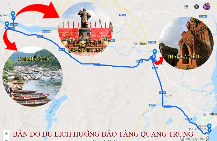 Bản đồ du lịch hướng đi bảo tàng Quang Trung 