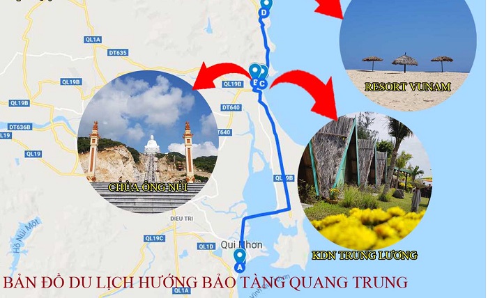 Bản đồ du lịch hướng đi KDL Trung Lương 