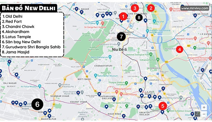 Bản đồ du lịch Ấn Độ thủ đô New Delhi