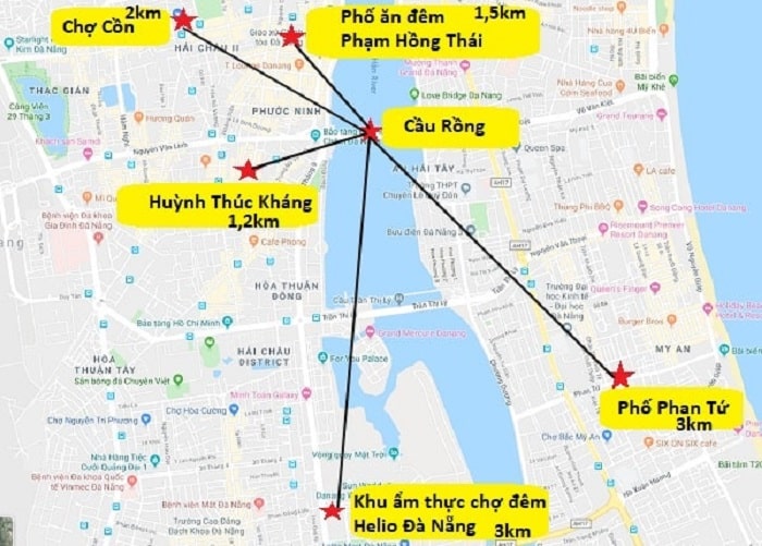 Bản đồ địa điểm ăn uống nức tiếng tại Đà Nẵng 