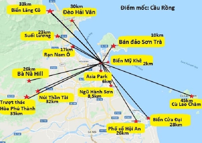 Bản đồ du lịch Đà Nẵng - các điểm tham quan nổi tiếng