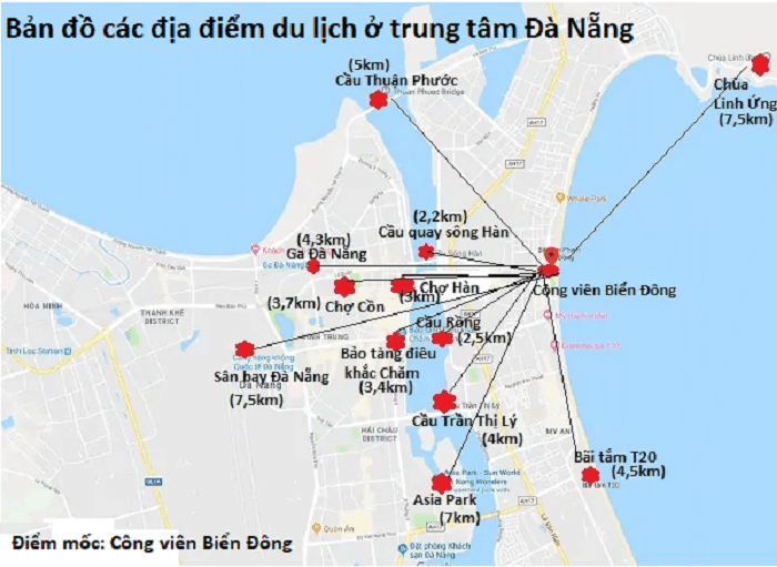 Bản đồ du lịch Đà Nẵng - các địa điểm trong trung tâm thành phố 