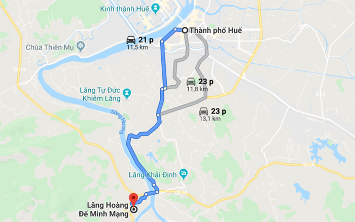 Bản đồ du lịch Lăng Minh Mạng
